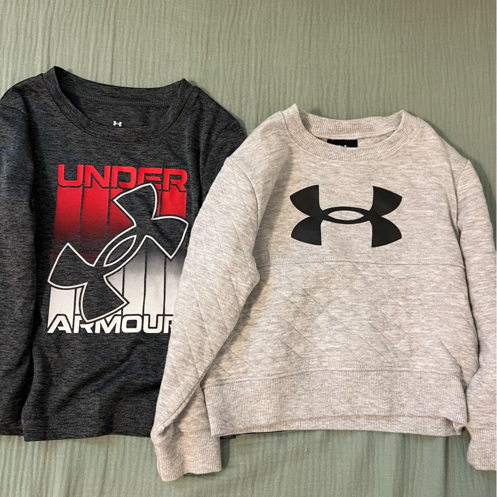 Under Armour Kids' Dark Gray Long sleeve & Light Gray Logo Sweatshirt Toddler